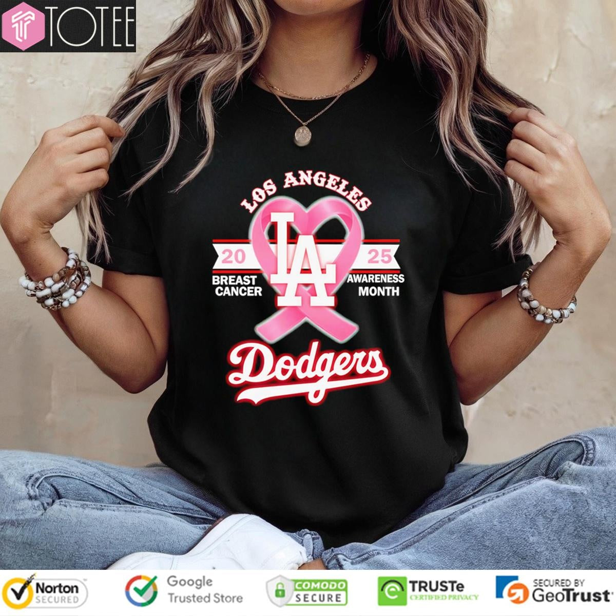 2025 Breast Cancer Awareness Month Los Angeles Dodgers Baseball T-shirt