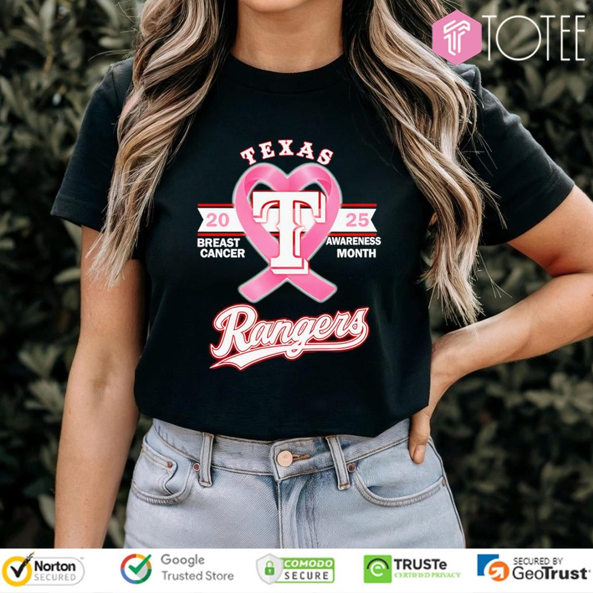 2025 Breast Cancer Awareness Month Texas Rangers Baseball T-shirt