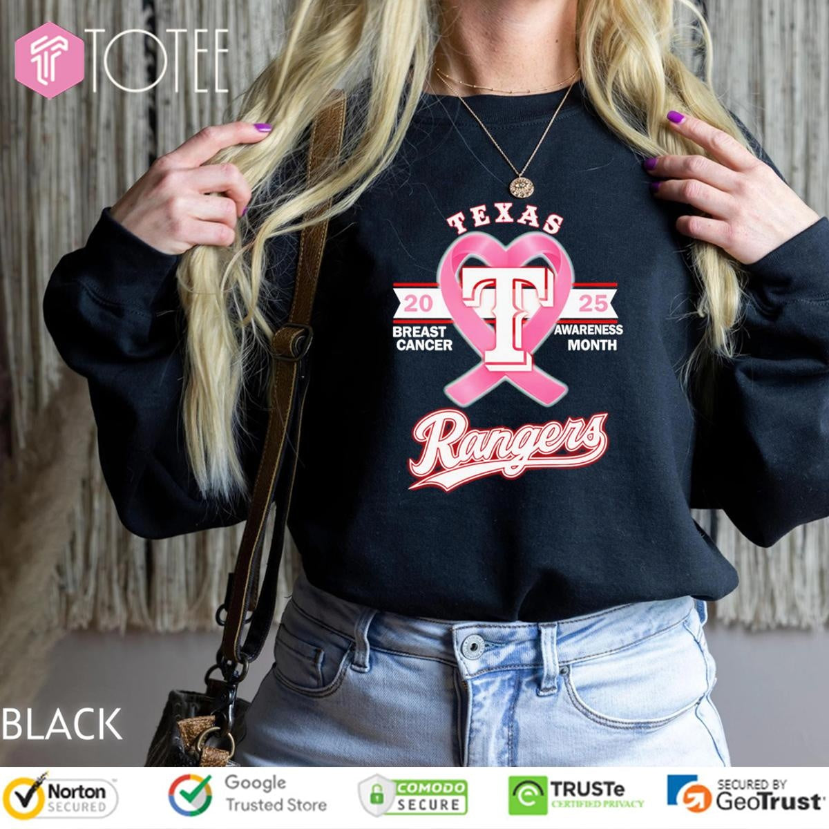 2025 Breast Cancer Awareness Month Texas Rangers Baseball T-shirt