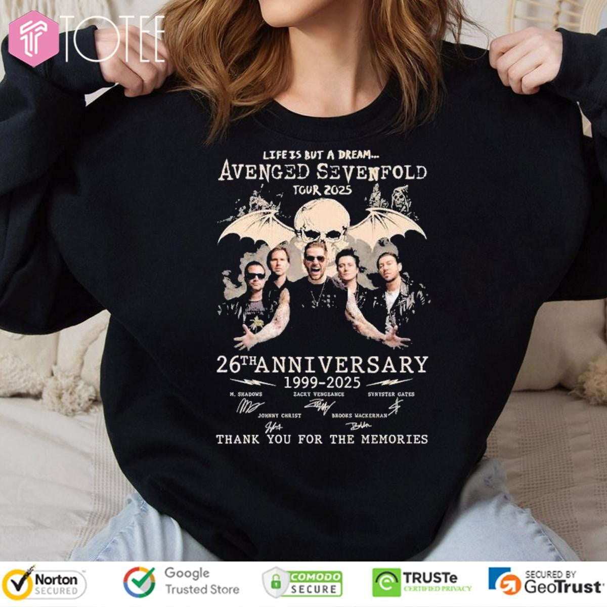 26Th Anniversary Avenged Sevenfold Life Is But A Dream Tour 2025 Signatures T-shirt