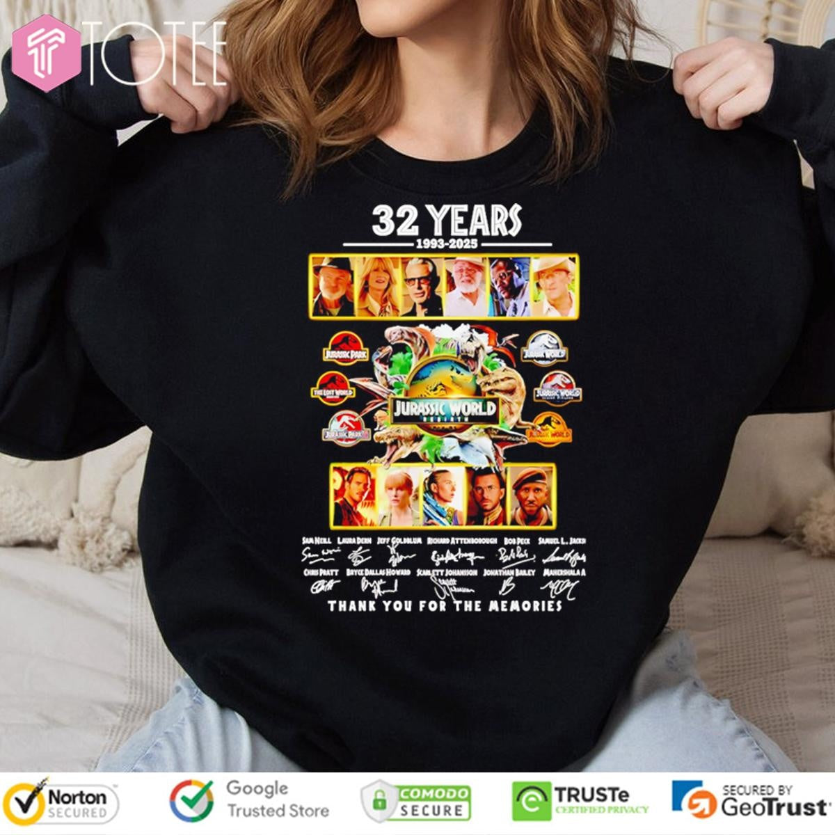 32 Years Jurassic World Rebirth 1993-2025 Signatures Thank You T-shirt