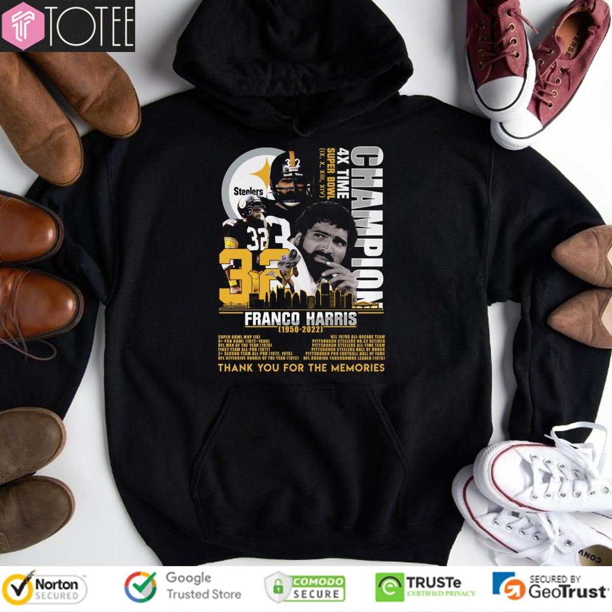 72 Years Of 1950-2022 Franco Harris Pittsburgh Steelers T-shirt