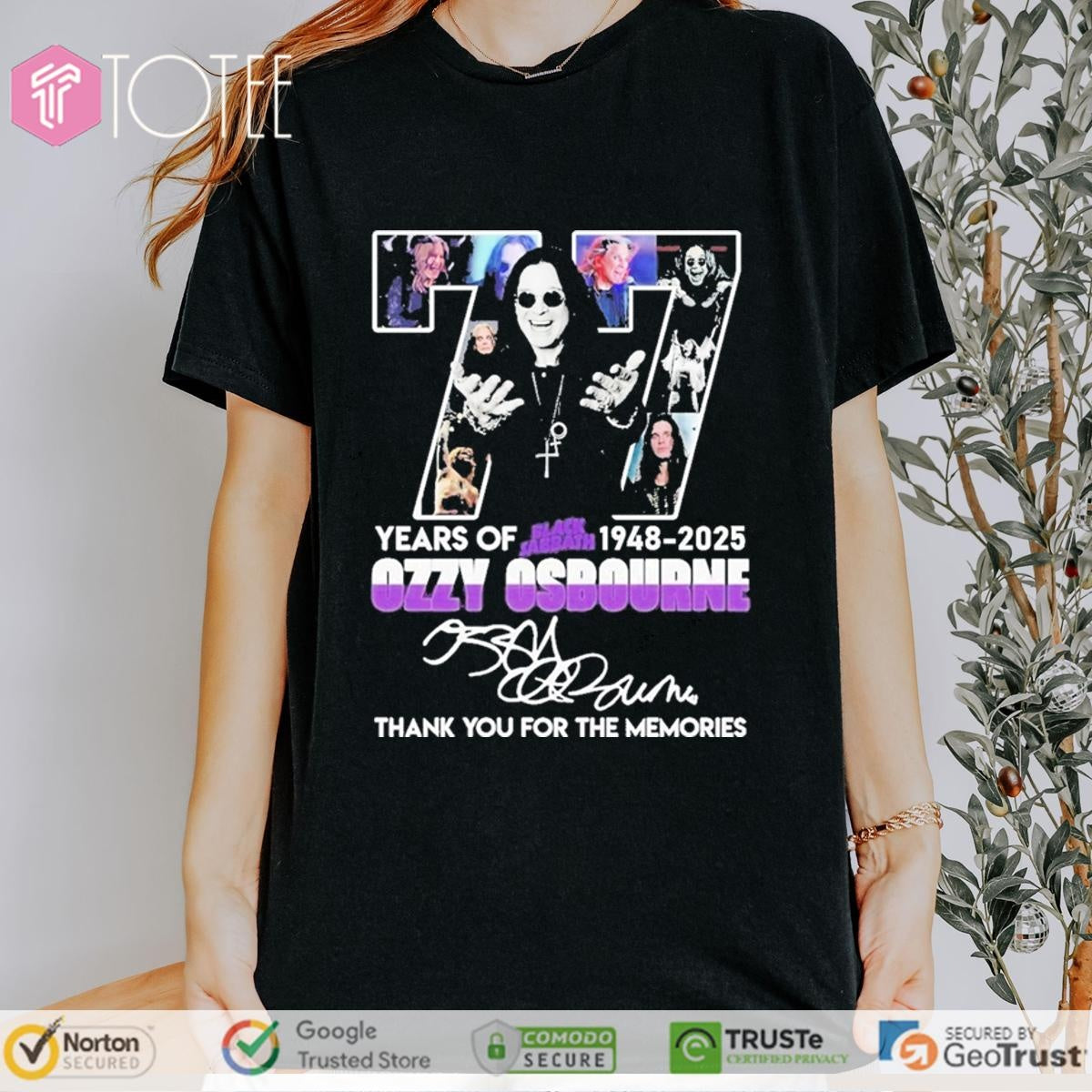 77 Years Of Black Sabbath 1948-2025 Ozzy Osbourne Signature T-shirt