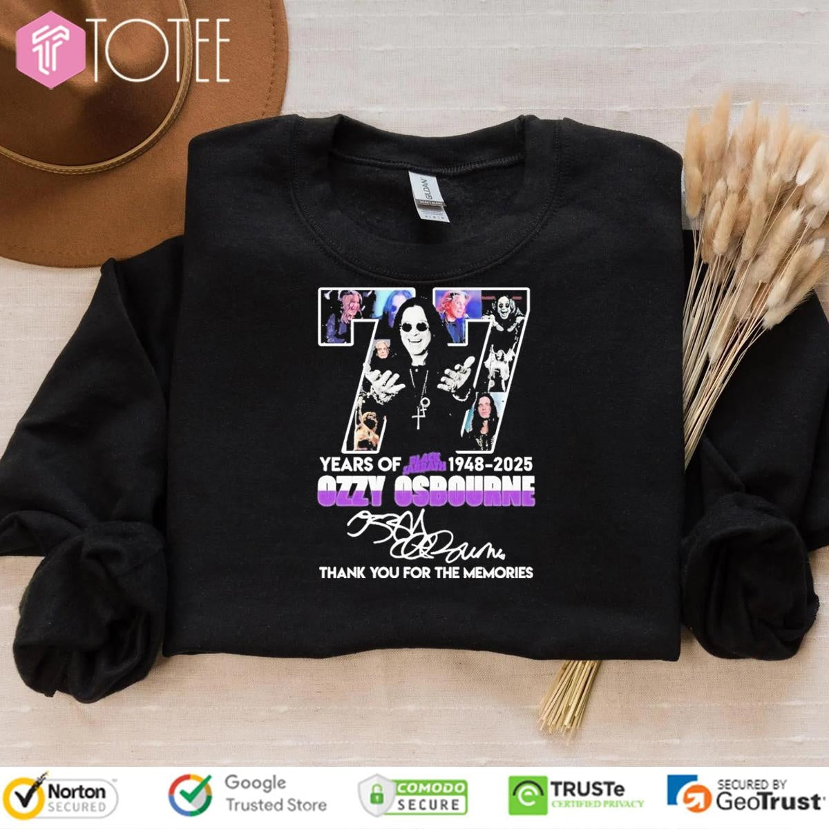 77 Years Of Black Sabbath 1948-2025 Ozzy Osbourne Signature T-shirt