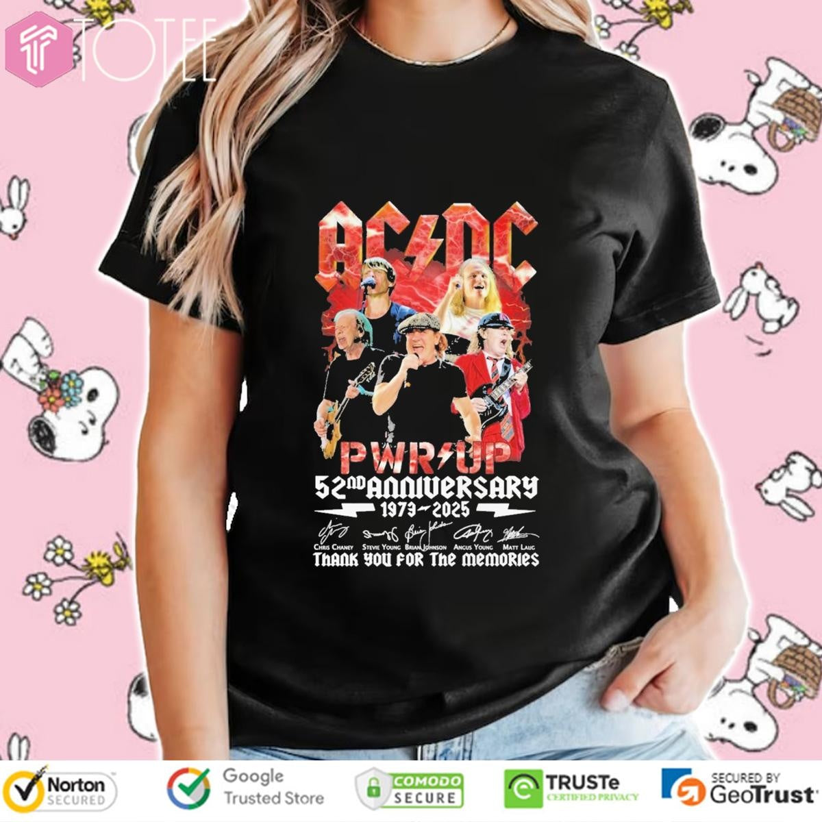 Acdc Pwr Up 52Nd Anniversary 1973-2025 Signatures T-shirt