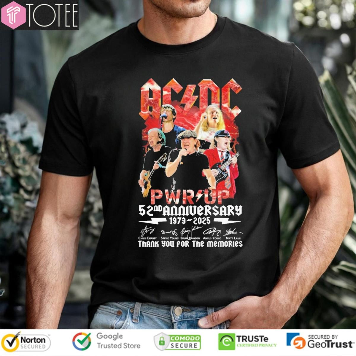 Acdc Pwr Up 52Nd Anniversary 1973-2025 Signatures T-shirt
