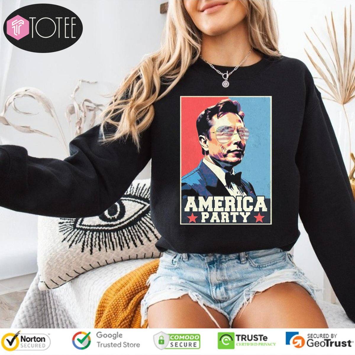 America Party Elon Musk Graphic Vintage Sweatshirt