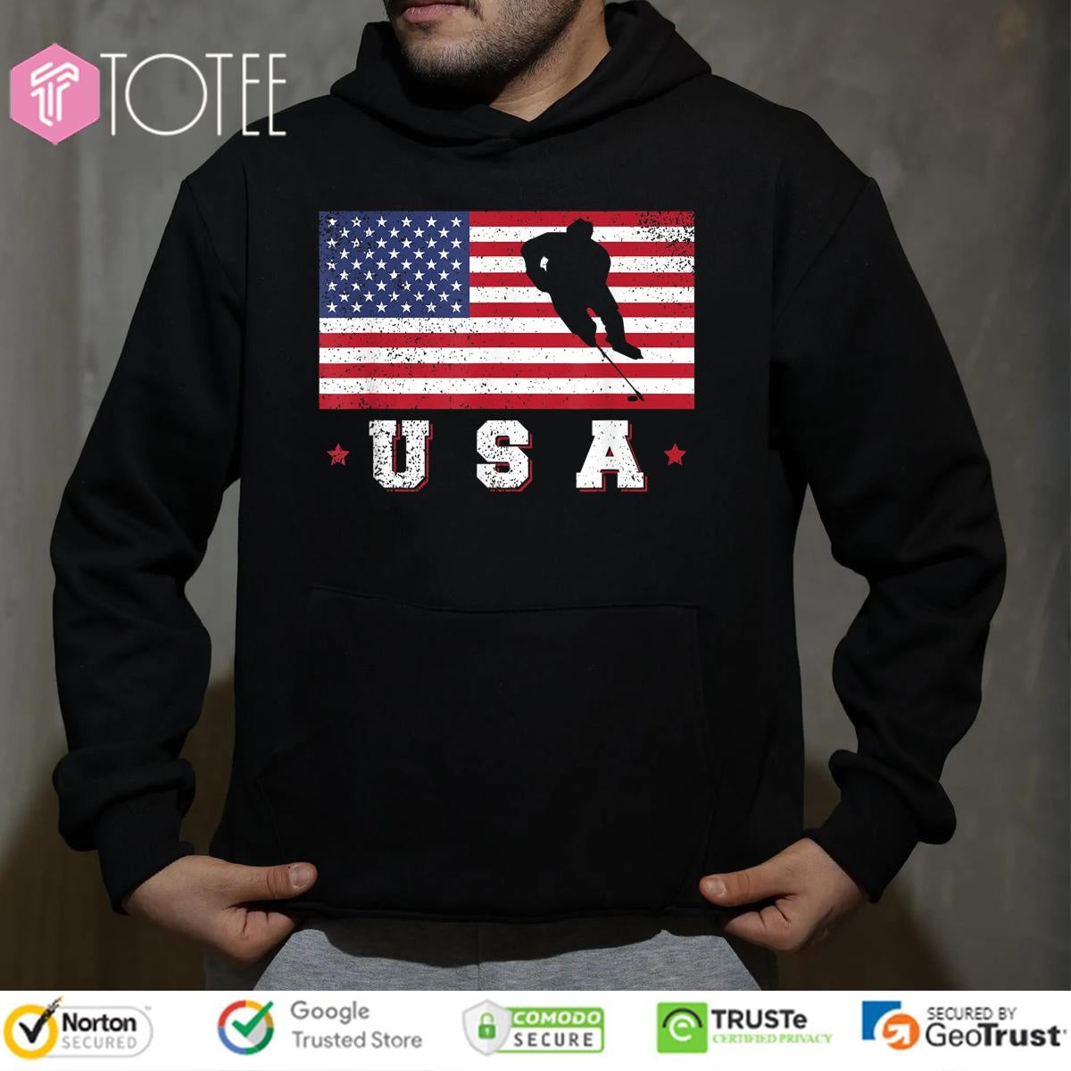 American Usa Flag Ice Hockey Patriotic 4Th Of July T-shirt