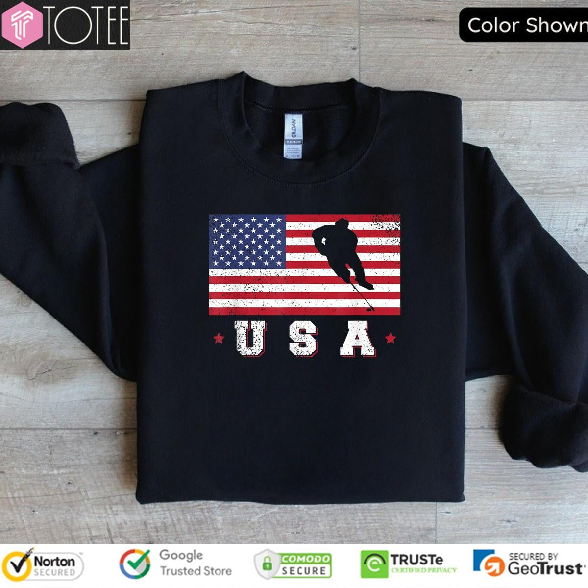 American Usa Flag Ice Hockey Patriotic 4Th Of July T-shirt