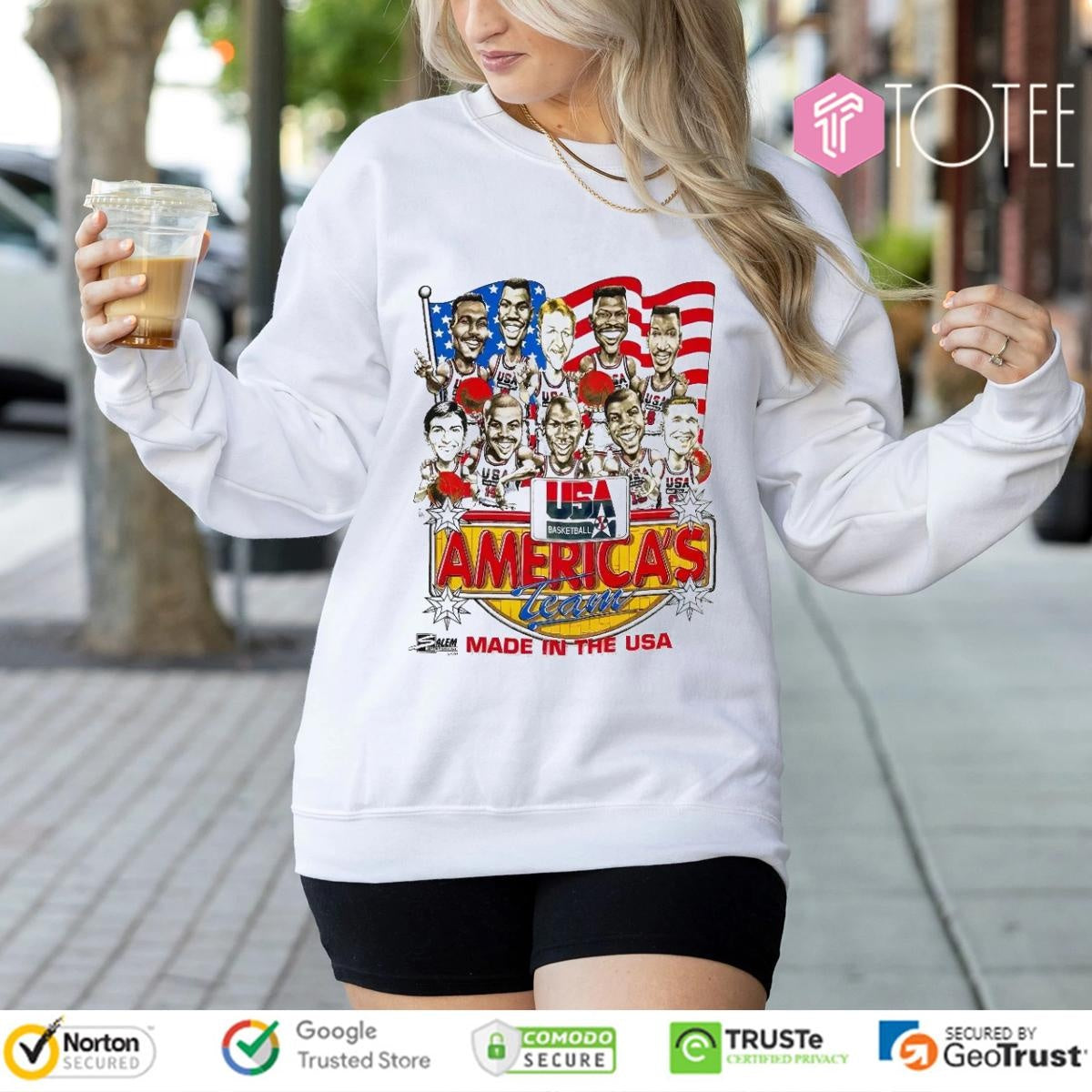 Americas Team Made In The Usa 1992 Dream Team Usa Basketball Cartoon T-shirt