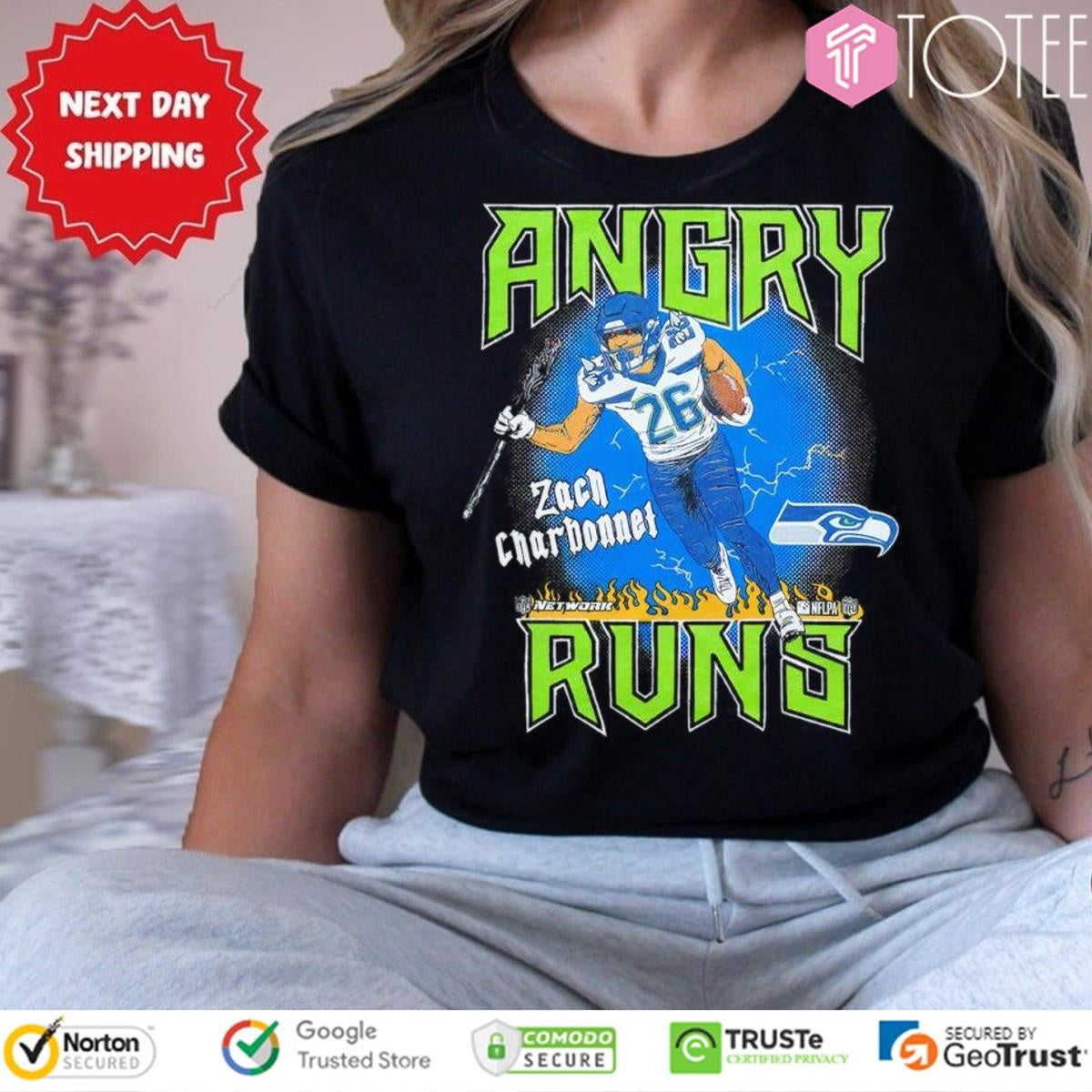 Angry Runs Zach Charbonnet Seattle Seahawks T-shirt