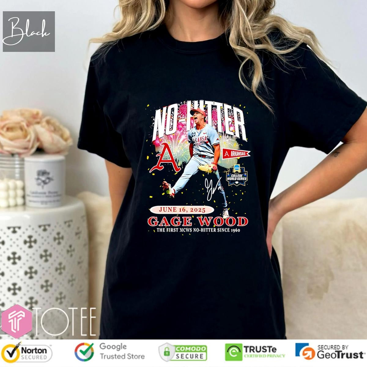 Arkansas Gage Wood The First Mcws No-Hitter Since 1960 Signature T-shirt