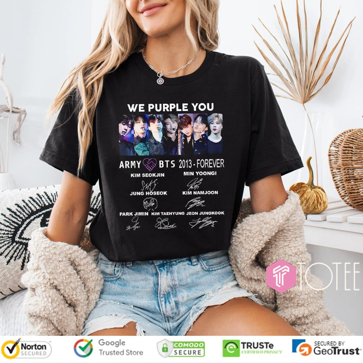Army Love Bts We Purple You 2013 Forever Signatures T-shirt