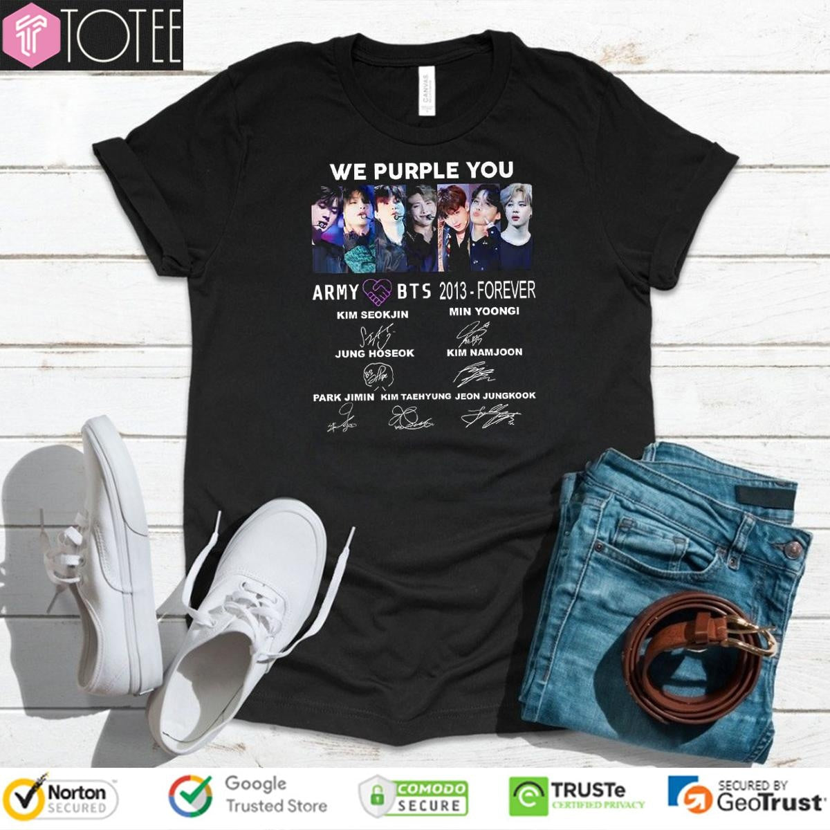 Army Love Bts We Purple You 2013 Forever Signatures T-shirt