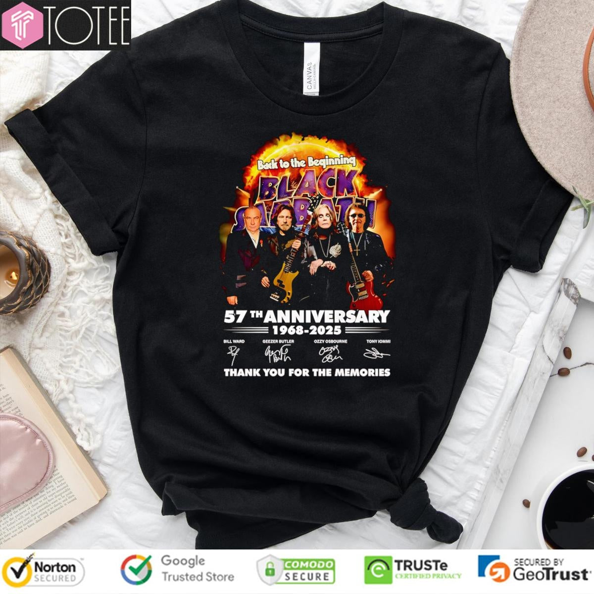 Back To The Beginning Black Sabbath 57Th Anniversary 1968-2025 Signatures T-shirt