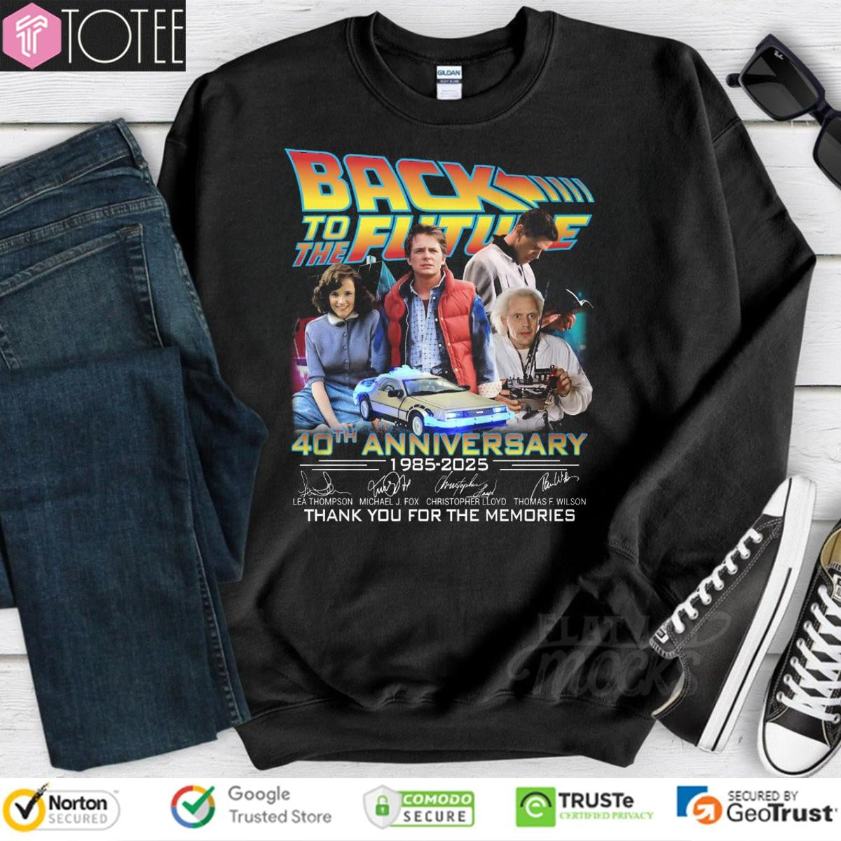 Back To The Future 40Th Anniversary 1985-2025 Thank You Memories Signatures T-shirt