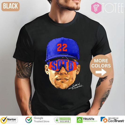 Big Head Juan Soto Sunglasses New York Mets Baseball Signature T-shirt