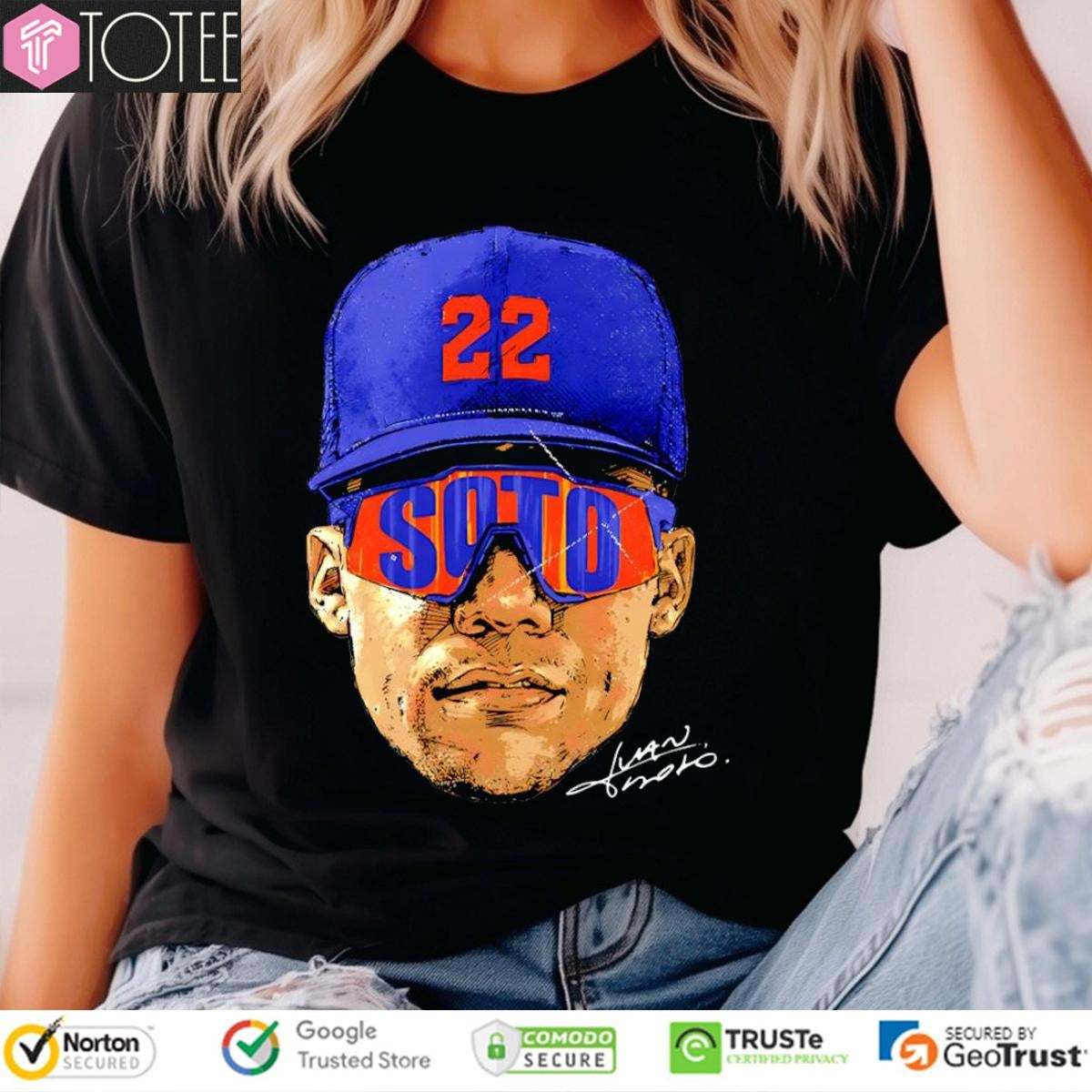 Big Head Juan Soto Sunglasses New York Mets Baseball Signature T-shirt