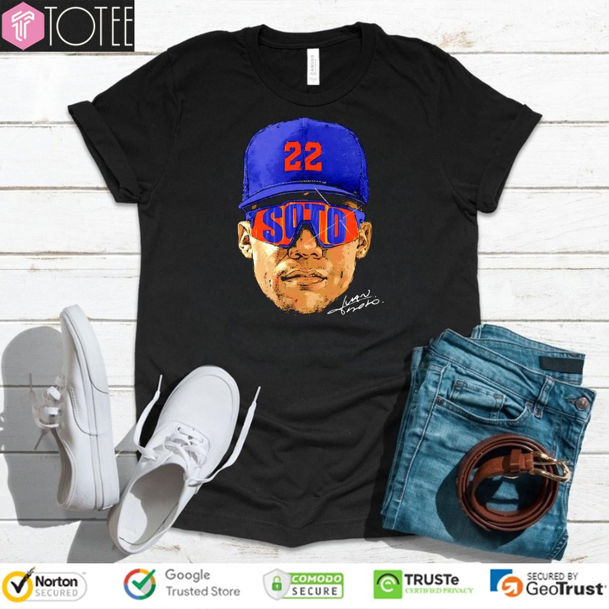Big Head Juan Soto Sunglasses New York Mets Baseball Signature T-shirt