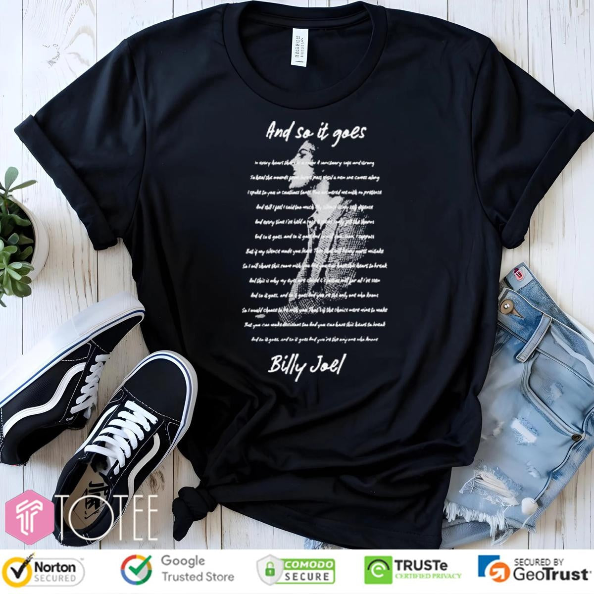 Billy Joel And So It Goes Lyrics T-shirt