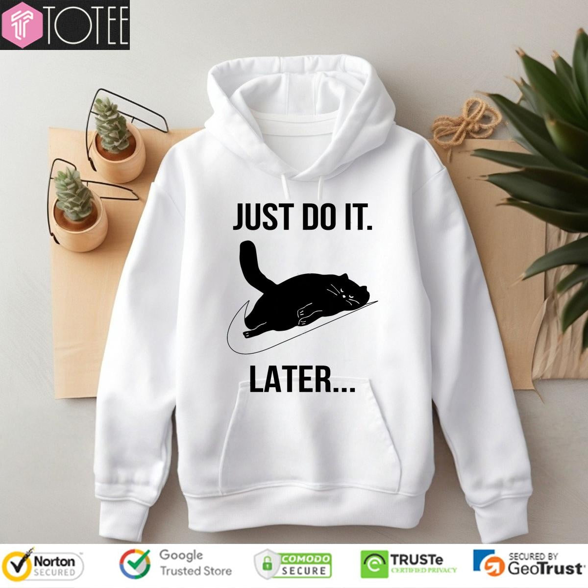 Black Cat Nike Just Do It Later T-shirt