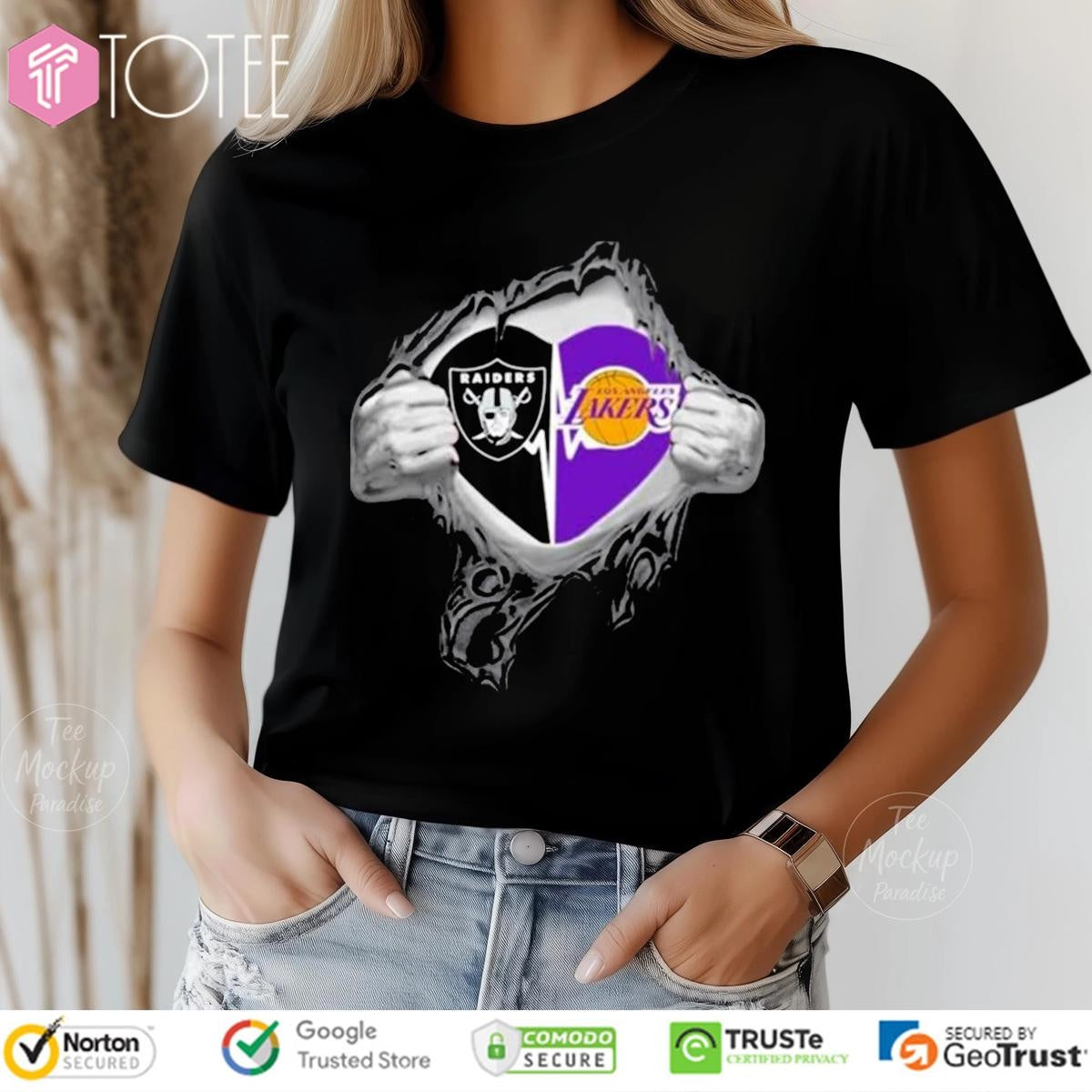 Blood Inside Me Las Vegas Raiders Los Angeles Lakers Heartbeat T-shirt