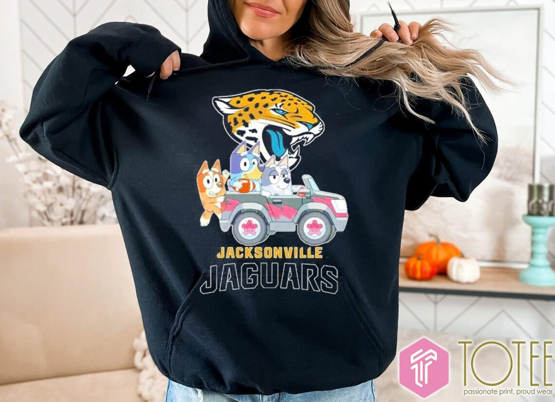 Bluey Family Driving Car Jacksonville Jaguars T-shirt