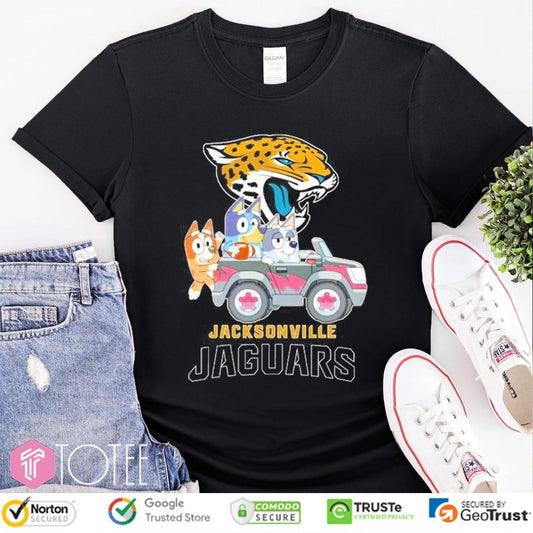 Bluey Family Driving Car Jacksonville Jaguars T-shirt
