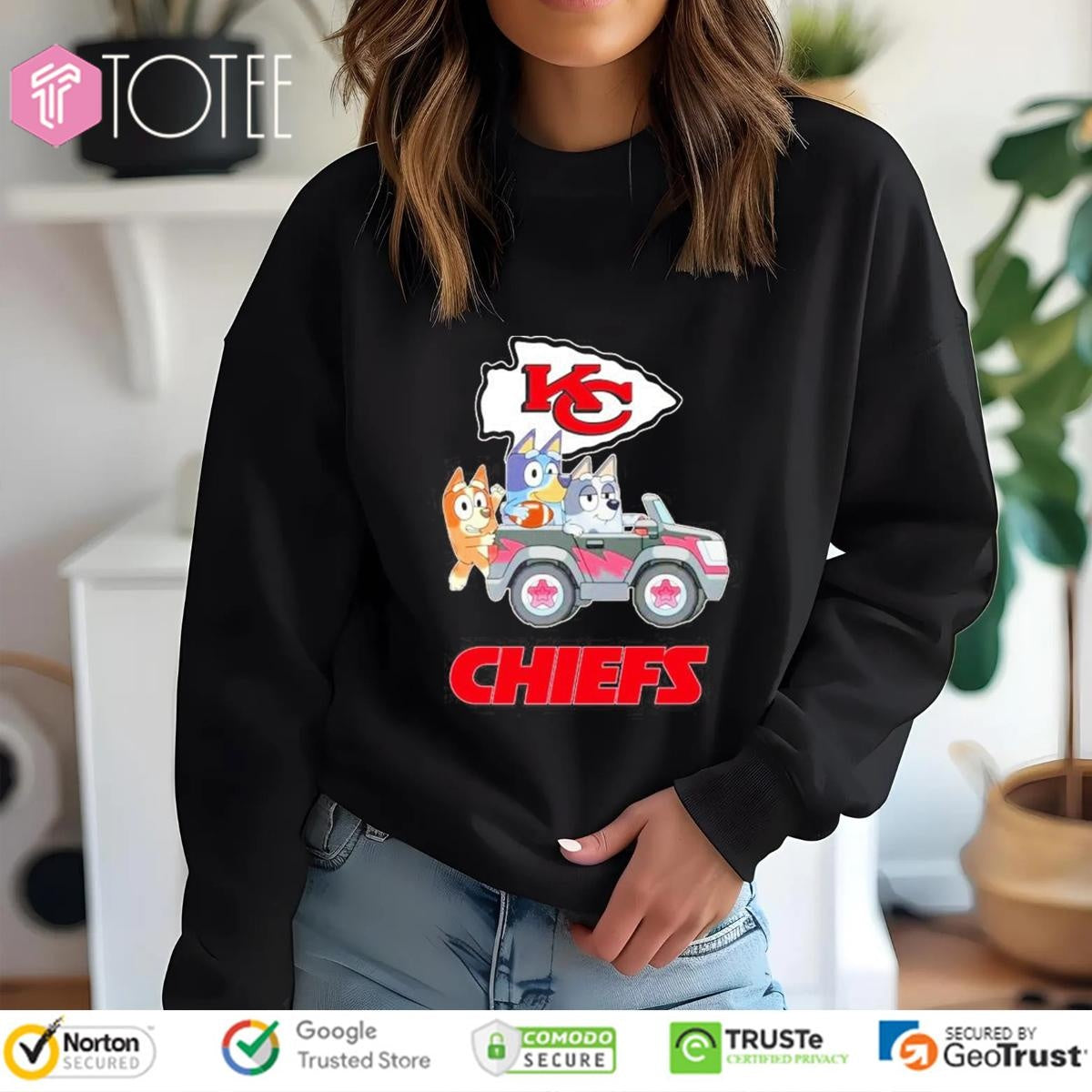 Bluey Family Driving Car Kansas City Chiefs T-shirt