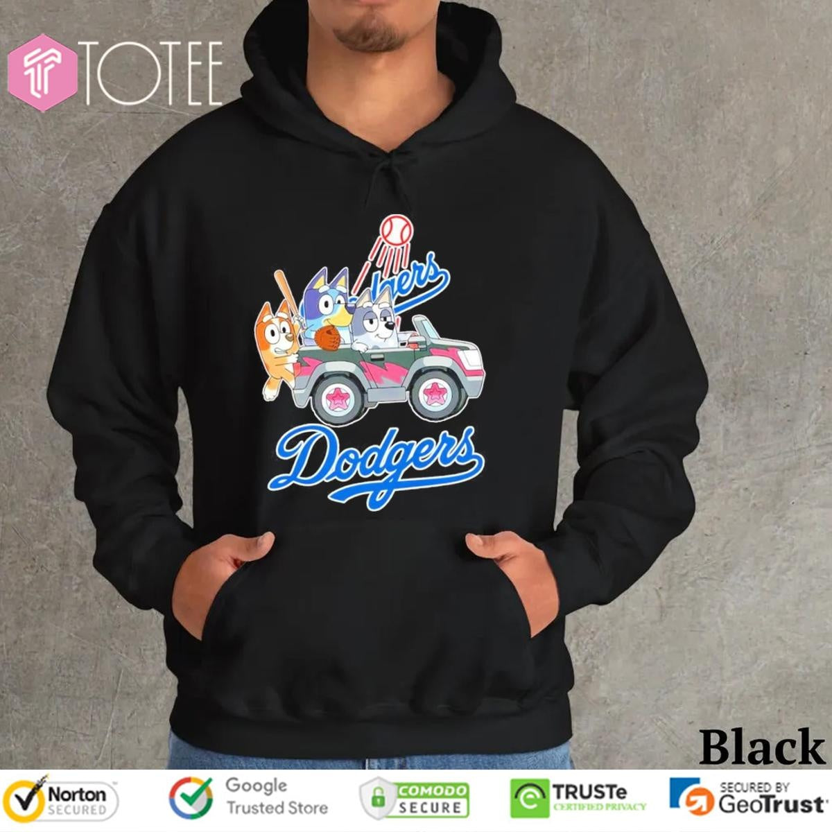 Bluey Family Driving Car Los Angeles Dodgers Baseball T-shirt