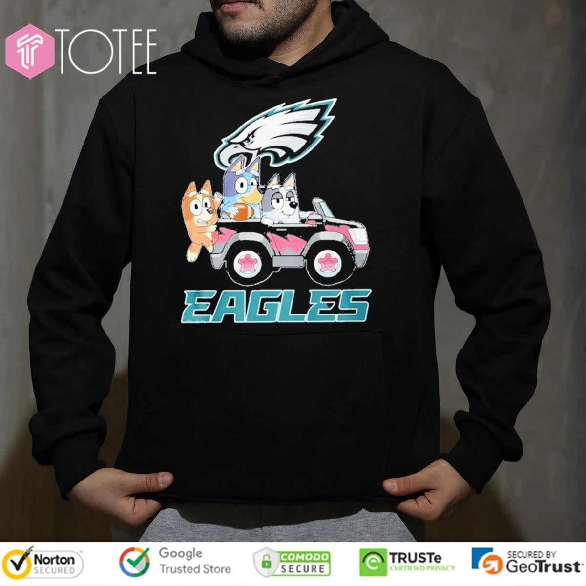 Bluey Family Driving Car Philadelphia Eagles T-shirt