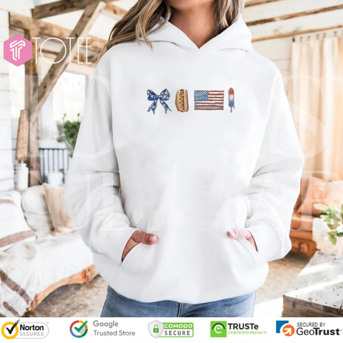 Bow Ties Hot Dog American Flag Ice Cream T-shirt