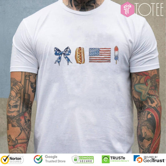 Bow Ties Hot Dog American Flag Ice Cream T-shirt