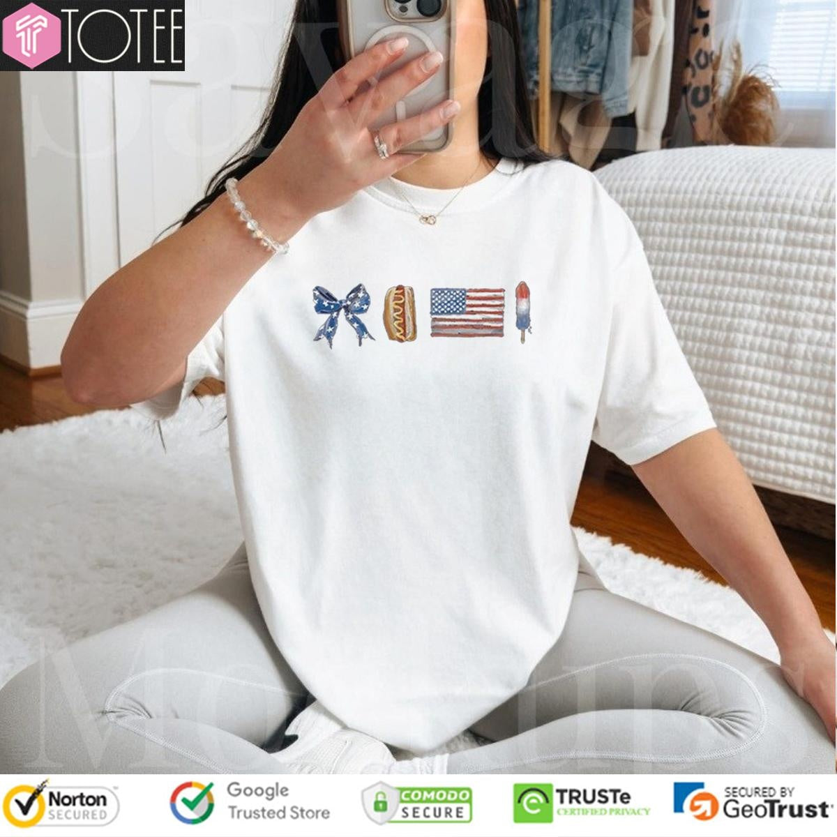 Bow Ties Hot Dog American Flag Ice Cream T-shirt