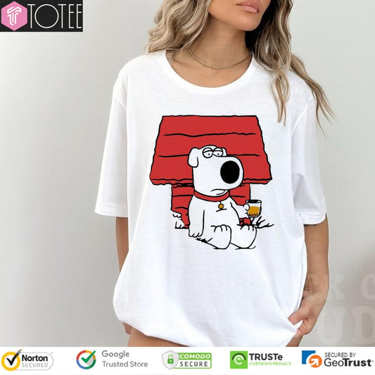 Brian Griffin From Family Guy Sitting Next To Snoopys Dog House T-shirt