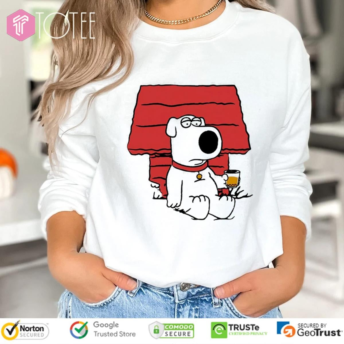 Brian Griffin From Family Guy Sitting Next To Snoopys Dog House T-shirt