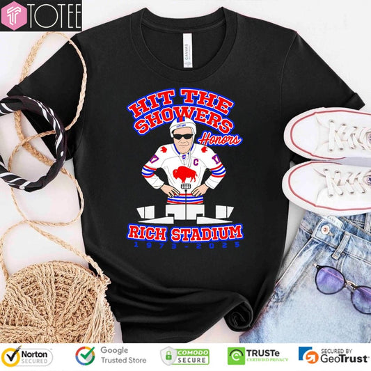 Buffalo Bills Hit The Showers Honors Rich Stadium 1973-2025 T-shirt