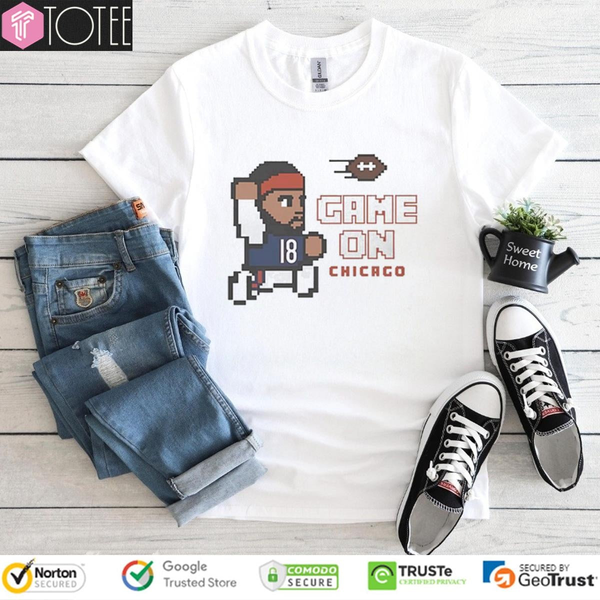 Chicago Bears Caleb Williams Game On Chicago 8-Bit T-shirt