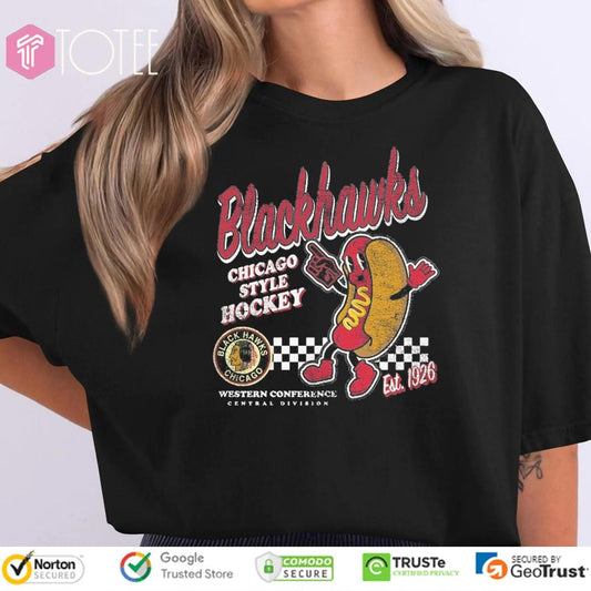 Chicago Blackhawks Hot Dog Food Chicago Style Hockey Western Conference T-shirt