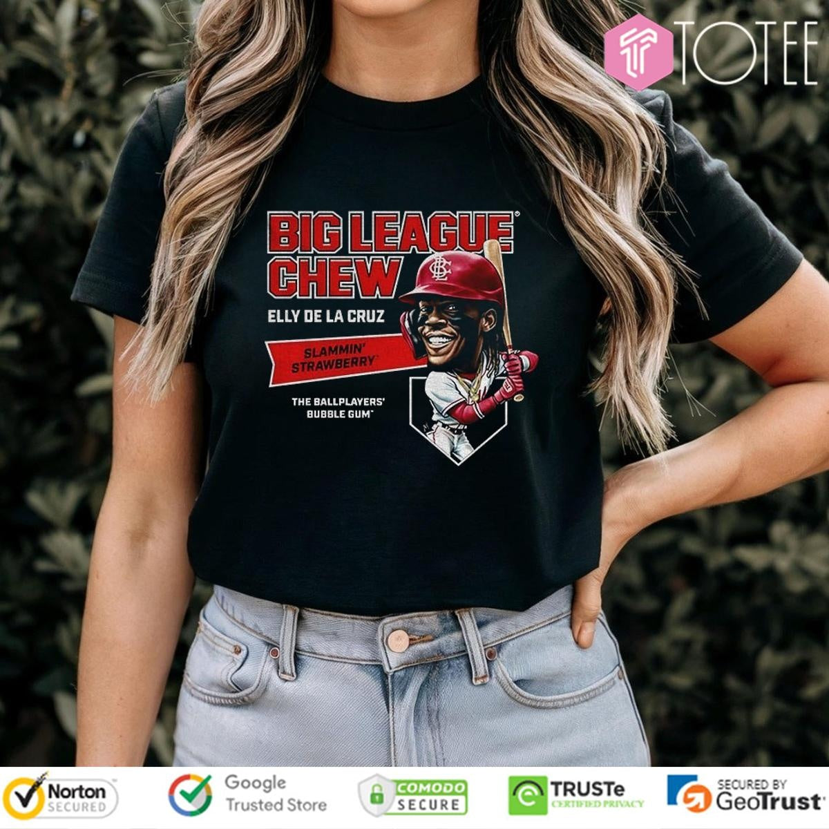 Cincinnati Reds Elly De La Cruz Big League Chew Ballplayers Bubble Gum Slammin Strawberry T-shirt