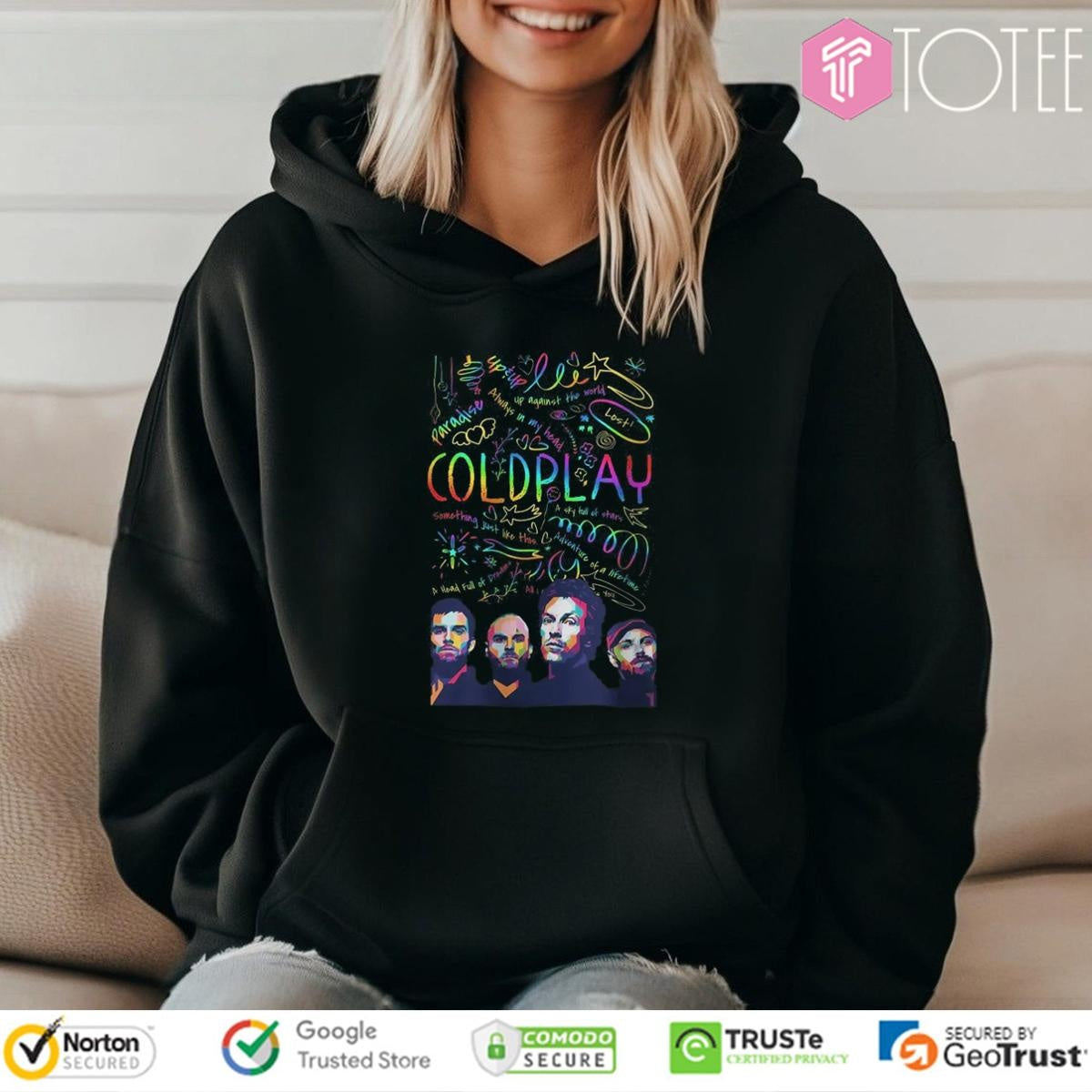 Coldplay Colorful Lyric Collage Chris Martin Concert T-shirt