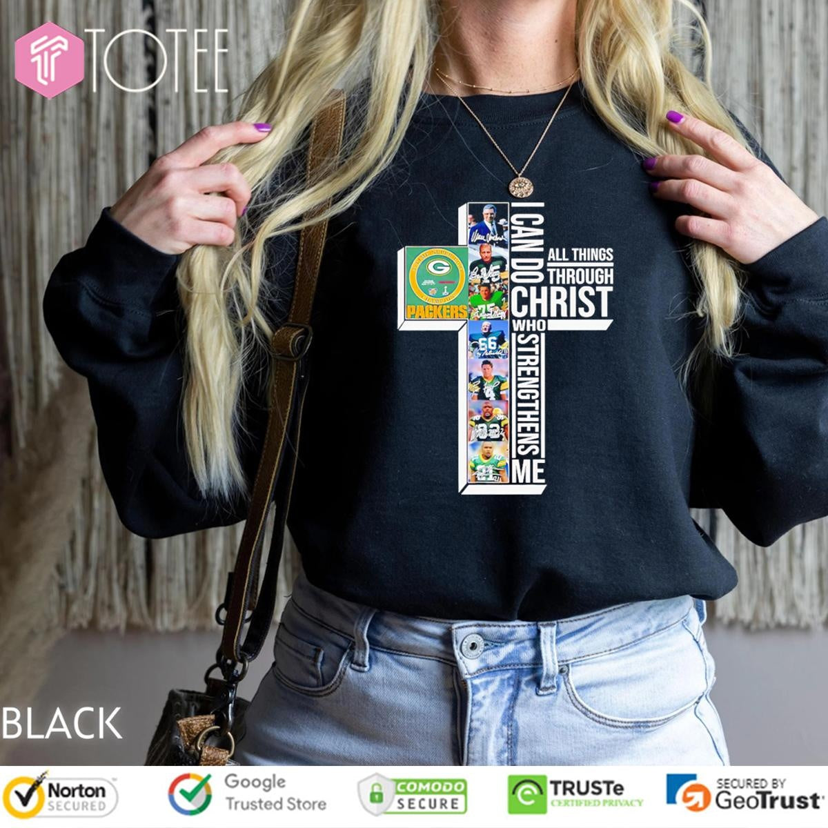 Cross Green Bay Packers 4 Time Super Bowl Champions Signatures T-shirt