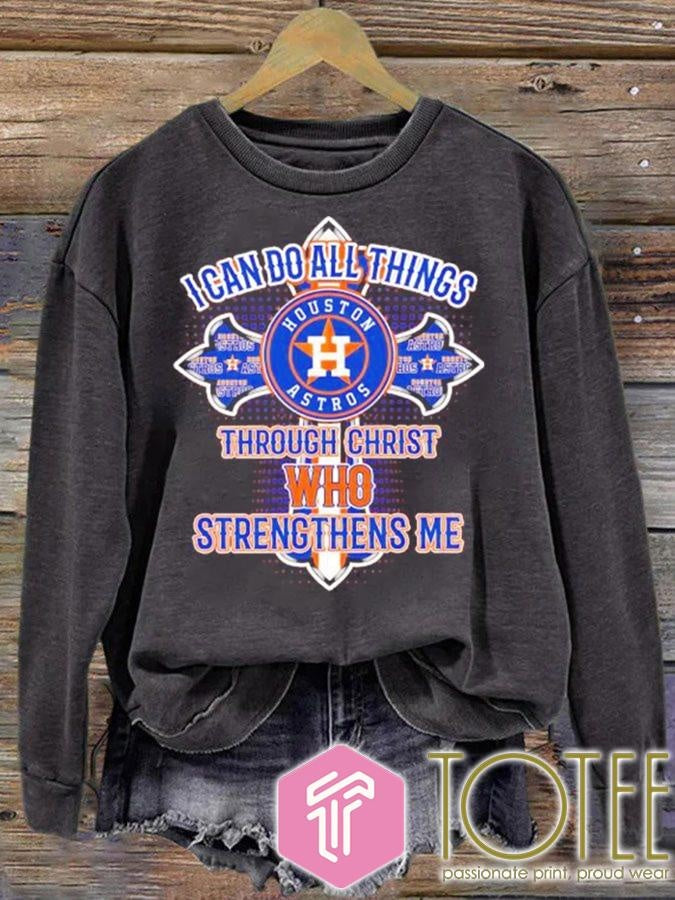 Cross Houston Astros I Can Do All Things Through Christ Who Strengthens Me T-shirt