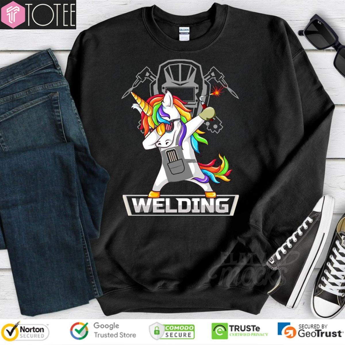 Dabbing Unicorn Welding Welder T-shirt