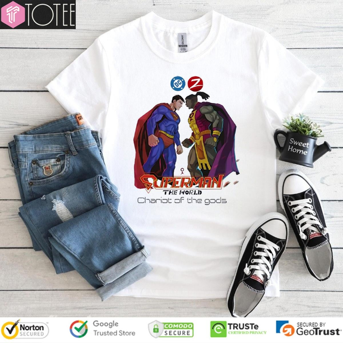Dc Zebra Comics Superman The World Chariot Of The Gods T-shirt