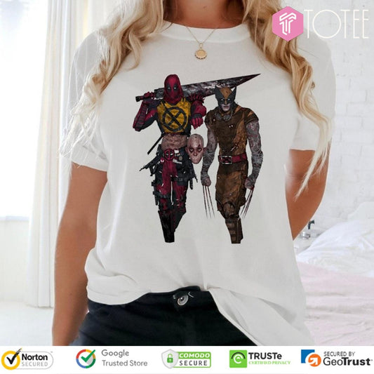 Deadpool And Wolverine Style Horror Scary Bloody T-shirt