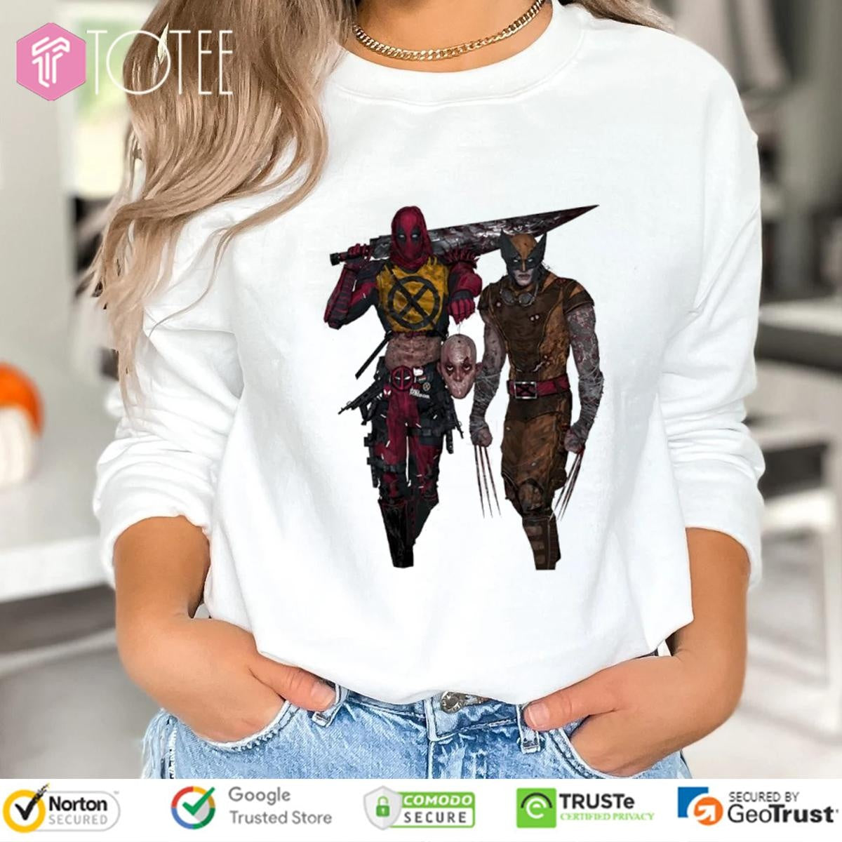 Deadpool And Wolverine Style Horror Scary Bloody T-shirt