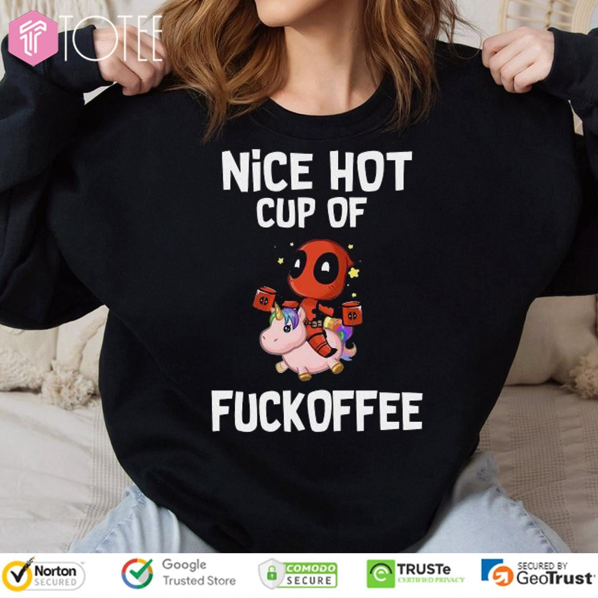 Deadpool Riding Unicorn Nice Hot Cup Of Fuckoffee T-shirt