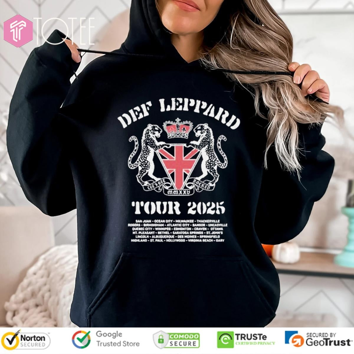 Def Leppard Rock Band Lets Get Rocked Tour 2025 Hoodie