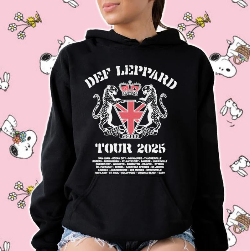 Def Leppard Rock Band Lets Get Rocked Tour 2025 Hoodie